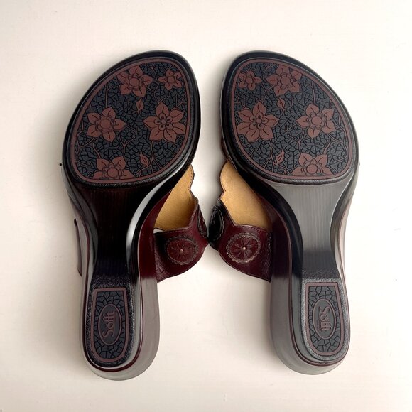 Söfft brown leather wedge sandals size 9M - Picture 9 of 10
